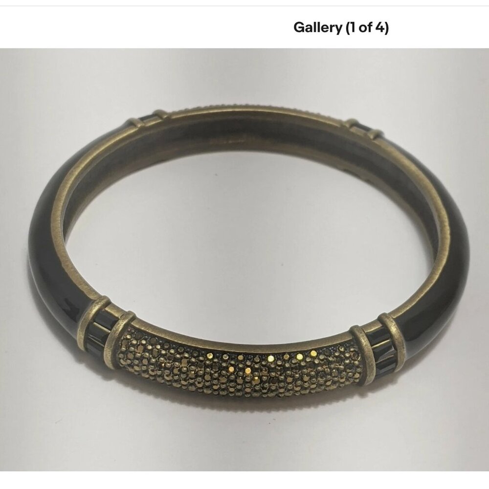 Judith Leiber Bracelet Pave & Baguette Bangle Black 8 inch